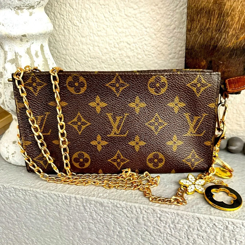 Louis Vuitton Monogram Cosmetics Pouch (Bucket GM) Purse & generic chain & charm